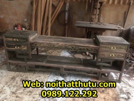 Kệ Tivi Zích Zắc Gỗ Mun 2m4