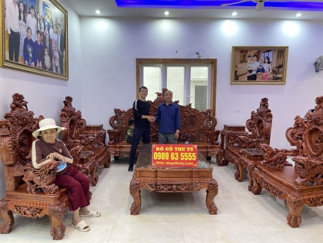 Bộ Bàn Ghế Rồng Đỉnh Gỗ Hương giao Bác Văn tại Thanh Hoá